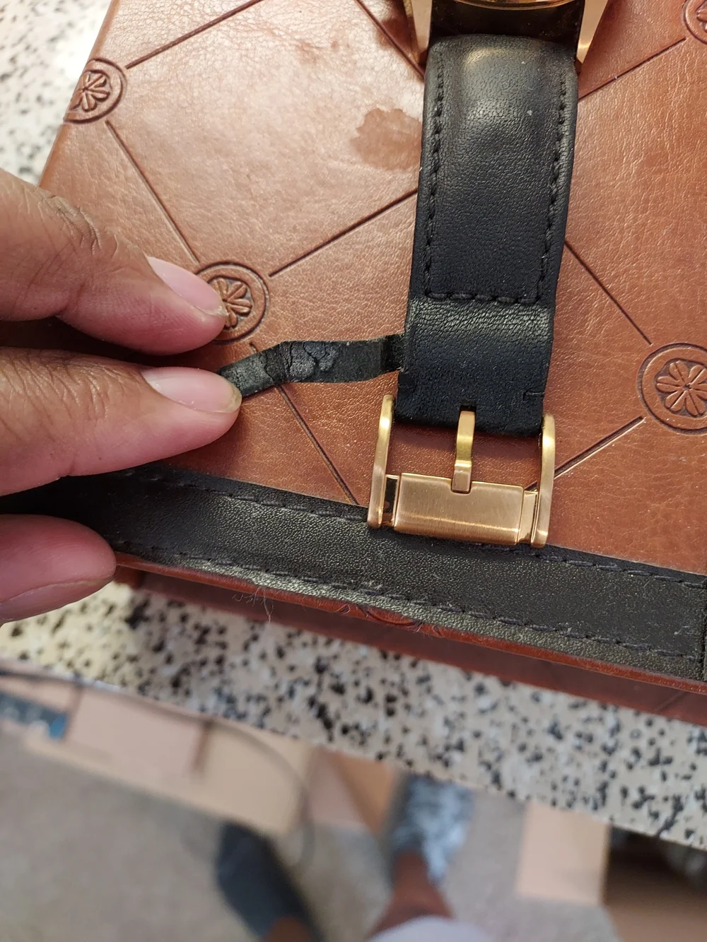 Fossil Men's Black Leather Strap Watch with Rose Gold Case